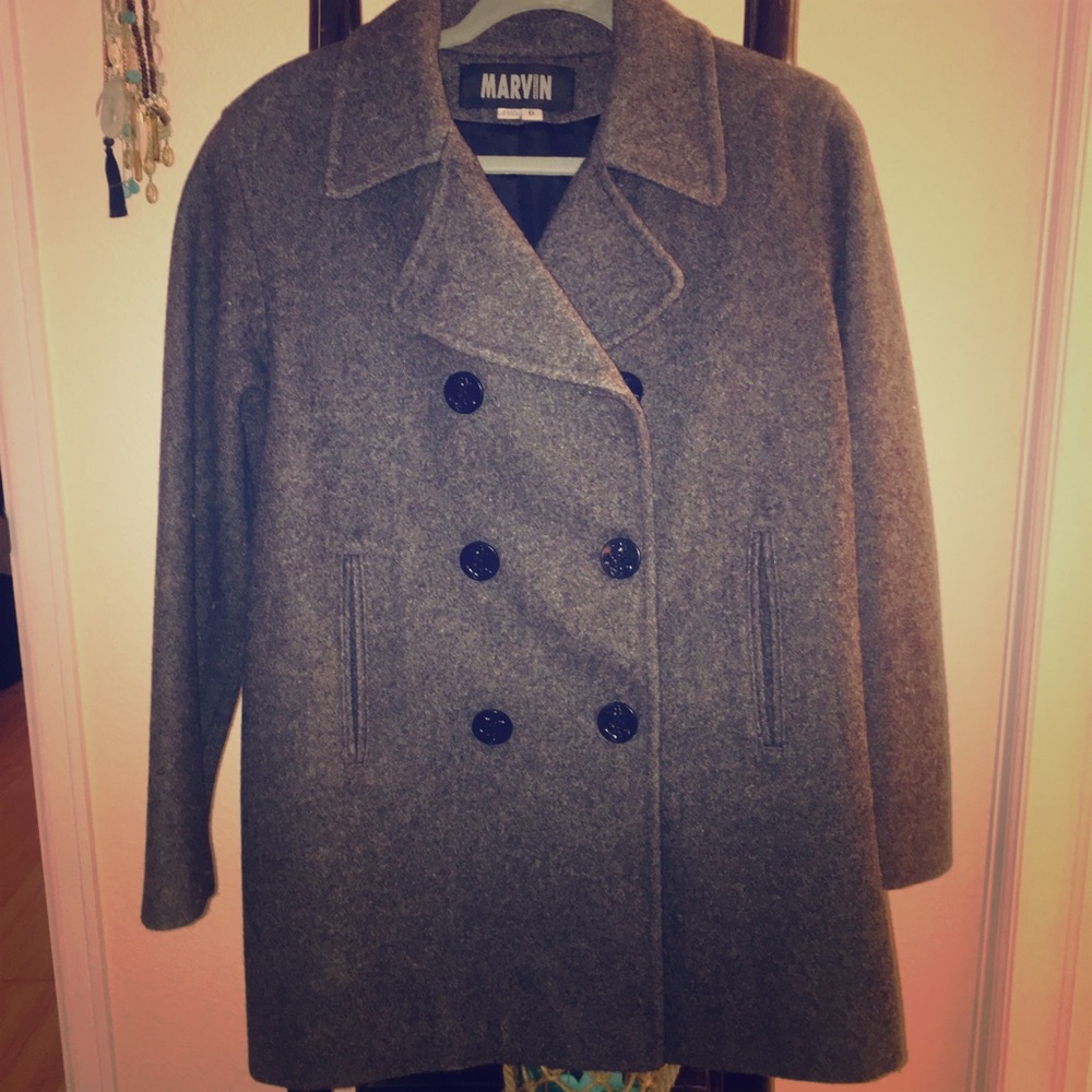 Grey wool pea coat